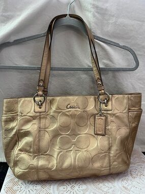 Coach Metallic Gold Signature Tote